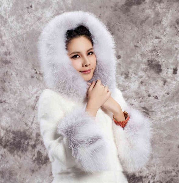 women's mid-length raccoon fur collar imitation rabbit fur warm coat streetwear covered button hooded jacket t220810, Black
women's mid-length raccoon fur collar imitation rabbit fur warm coat streetwear covered button hooded jacket t220810, Black