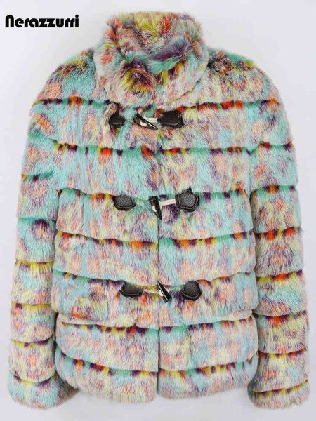 nerazzurri winter oversized colorful thickened warm soft hairy faux fur coat women horn button stylish loose fluffy jacket 2022 t220810, Black
nerazzurri winter oversized colorful thickened warm soft hairy faux fur coat women horn button stylish loose fluffy jacket 2022 t220810, Black