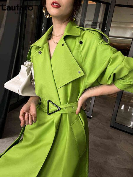 lautaro spring autumn long oversized bright green trench coat for women belt loose stylish luxury designer clothing women 2022 t220810, Black
lautaro spring autumn long oversized bright green trench coat for women belt loose stylish luxury designer clothing women 2022 t220810, Black