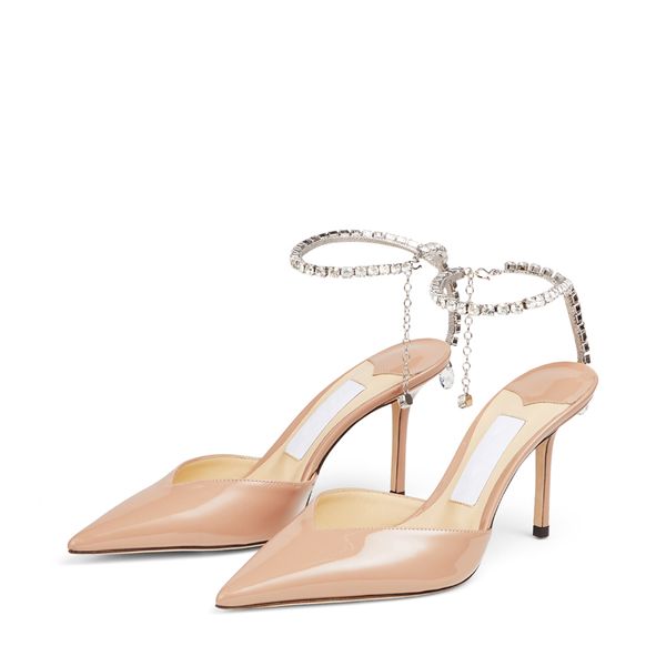luxury women's jimmy london choo pumps sandals saeda 85 mm italy jc pointed toes crystal ankle chain patent leather designer wedding pa, Black
luxury women's jimmy london choo pumps sandals saeda 85 mm italy jc pointed toes crystal ankle chain patent leather designer wedding pa, Black