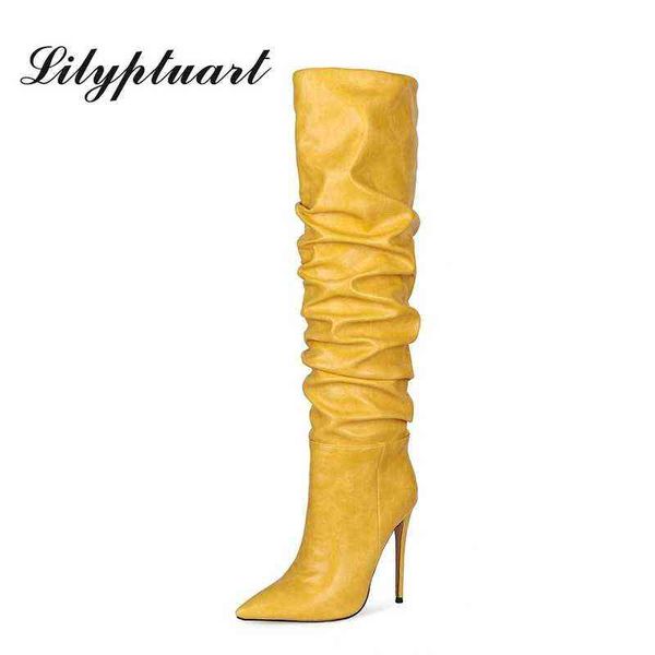 women boots european and american style pointed toe pleated knee length stiletto super high heel 's shoes size 43 0719, Black
women boots european and american style pointed toe pleated knee length stiletto super high heel 's shoes size 43 0719, Black