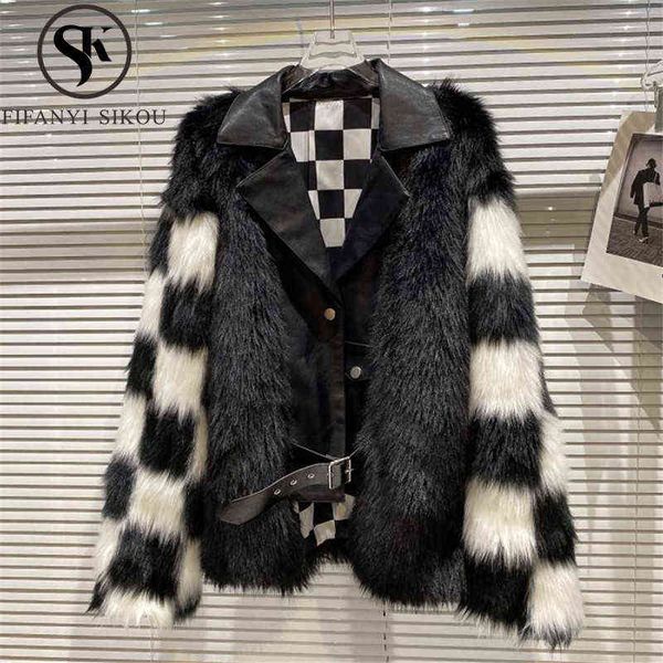faux fur jacket women pu leather spliced fashion luxury lapel plush coat winter fur coat thick warm overcoat t220810, Black
faux fur jacket women pu leather spliced fashion luxury lapel plush coat winter fur coat thick warm overcoat t220810, Black