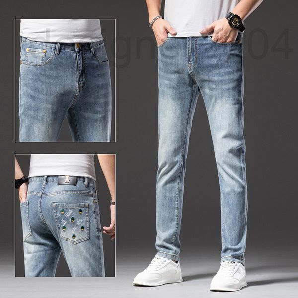 men's jeans designer jeans embroidered print small feet slim fit trendy korean summer casual pants elastic ecja, Blue
men's jeans designer jeans embroidered print small feet slim fit trendy korean summer casual pants elastic ecja, Blue