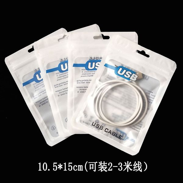 Image of Zipper Plastic Retail bag Package hang hole Poly packaging for USB cable poly opp packing bag