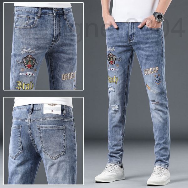 men's jeans designer spring fashion embroidered jeans men's 2022 new summer printed medium waist slim fit small feet drill holes h, Blue
men's jeans designer spring fashion embroidered jeans men's 2022 new summer printed medium waist slim fit small feet drill holes h, Blue