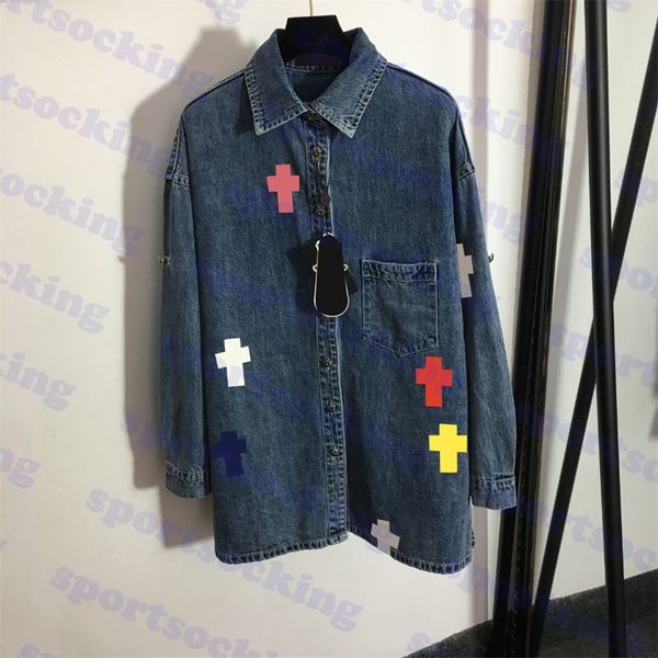 denim shirt jackets for women cross embroidery jacket womens coat fashion button design long outerwear, Black;brown
denim shirt jackets for women cross embroidery jacket womens coat fashion button design long outerwear, Black;brown
