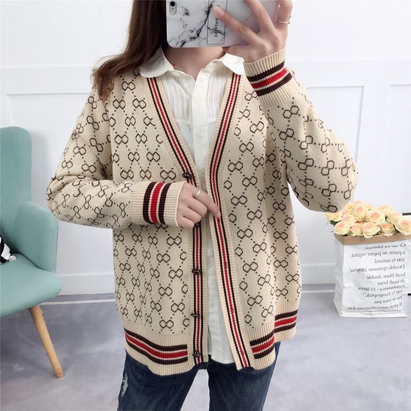 women sweater luxury style knitted cardigan coat wholesale winter plaid stripe loose soft female new long sleeve knitwear, White;black
women sweater luxury style knitted cardigan coat wholesale winter plaid stripe loose soft female new long sleeve knitwear, White;black