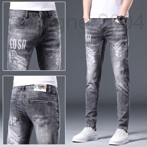 men's jeans designer spring and summer thin trendy jeans men's slim fit small feet elastic fashion smoke gray printed personalized, Blue
men's jeans designer spring and summer thin trendy jeans men's slim fit small feet elastic fashion smoke gray printed personalized, Blue