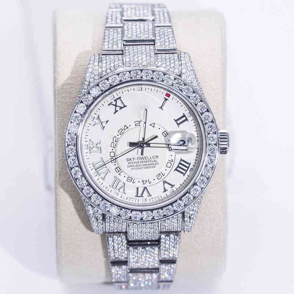 luxury watch for men mechanical es iced out vvs diamond stainless steel dial moissanite swiss brand geneva wristwatches, Slivery;brown
luxury watch for men mechanical es iced out vvs diamond stainless steel dial moissanite swiss brand geneva wristwatches, Slivery;brown
