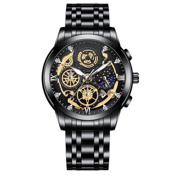 sun moon star men's watch skeleton calendar non-mechanical tourbillon quartz waterproof watch, Slivery;brown
sun moon star men's watch skeleton calendar non-mechanical tourbillon quartz waterproof watch, Slivery;brown