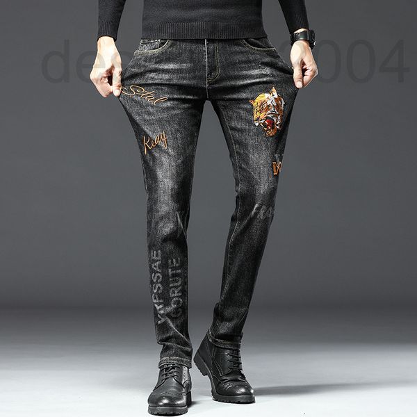 men's jeans designer hong kong autumn tiger head embroidered jeans men's fashion brand handsome versatile small foot black elastic, Blue
men's jeans designer hong kong autumn tiger head embroidered jeans men's fashion brand handsome versatile small foot black elastic, Blue
