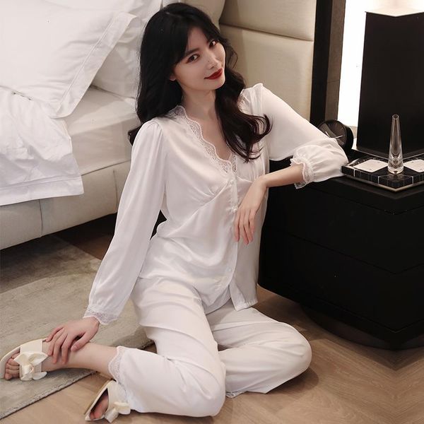 cute pajamas set womens sleepwears ice silk satin chiffon open button lace sweet temperament long-sleeved homewear suit pj sets for, Black;red
cute pajamas set womens sleepwears ice silk satin chiffon open button lace sweet temperament long-sleeved homewear suit pj sets for, Black;red