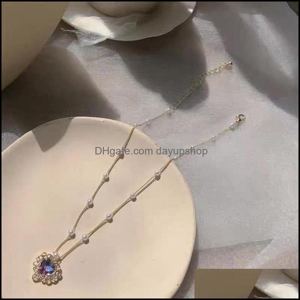 chains necklaces pendants jewelry kpop fairy transparent purple love heart crystal pendant clavicle chain pearl chocker neckl dhd6n, Silver 
chains necklaces pendants jewelry kpop fairy transparent purple love heart crystal pendant clavicle chain pearl chocker neckl dhd6n, Silver
