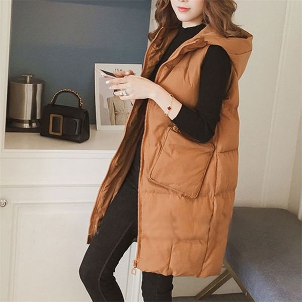 winter waistcoat women vest long down cotton jackets sleeveless bread coats oversize hooded vest with pocket chalecos para mujer 220811, Black;brown
winter waistcoat women vest long down cotton jackets sleeveless bread coats oversize hooded vest with pocket chalecos para mujer 220811, Black;brown