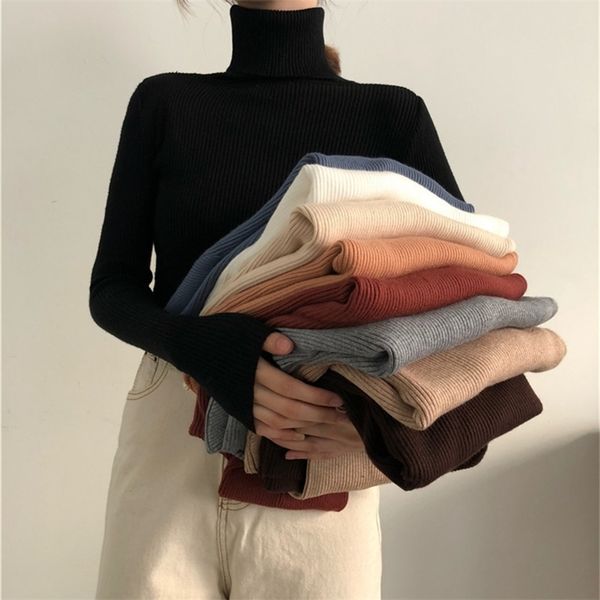 women turtleneck sweaters autumn winter korean slim pullover women basic casual soft knit sweater soft warm jumper 220811, White;black
women turtleneck sweaters autumn winter korean slim pullover women basic casual soft knit sweater soft warm jumper 220811, White;black