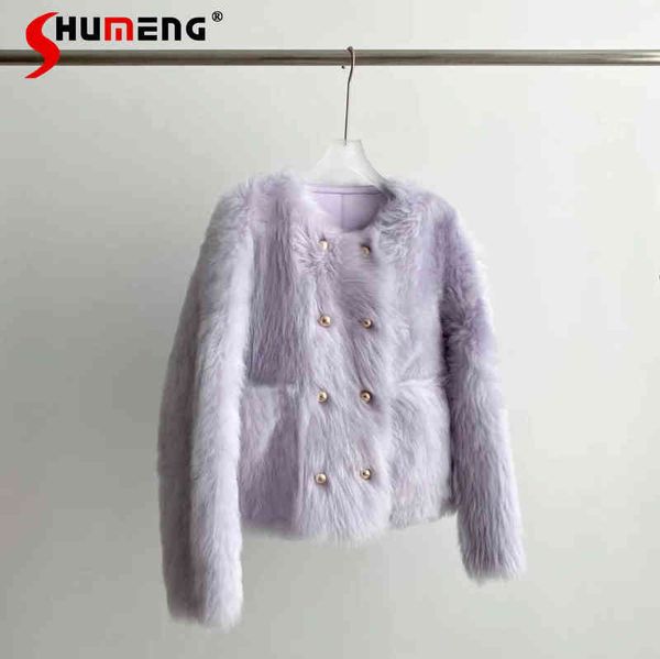 elegant light purple double breasted fur coat women o-neck double breasted thick warm short plush furry jacket winter clothing t220810, Black
elegant light purple double breasted fur coat women o-neck double breasted thick warm short plush furry jacket winter clothing t220810, Black