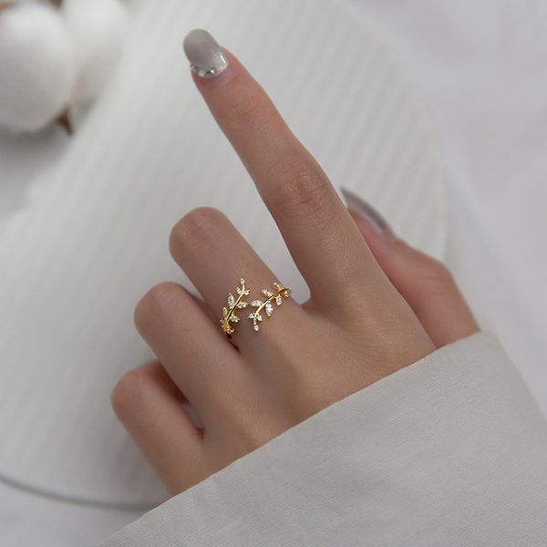 sweet and romantic zircon branch small leaf adjustable band rings women's party jewelry ab950, Silver
sweet and romantic zircon branch small leaf adjustable band rings women's party jewelry ab950, Silver