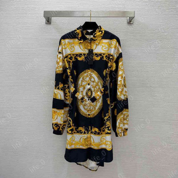luxury dresses women vintage pattern print belted long sleeve shirt dress logo designer summer dresses, Black;gray
luxury dresses women vintage pattern print belted long sleeve shirt dress logo designer summer dresses, Black;gray