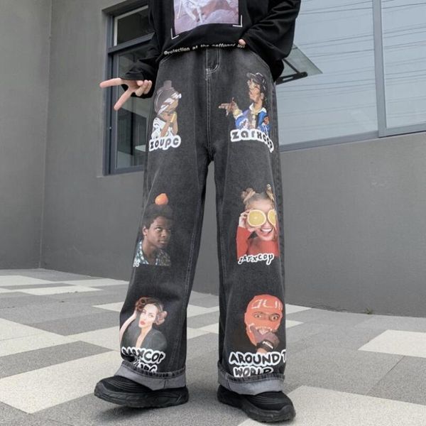 men's jeans high street men 2022 europe printing straight denim trousers vintage loose wide leg pants pantalones hombre w49men's, Blue
men's jeans high street men 2022 europe printing straight denim trousers vintage loose wide leg pants pantalones hombre w49men's, Blue