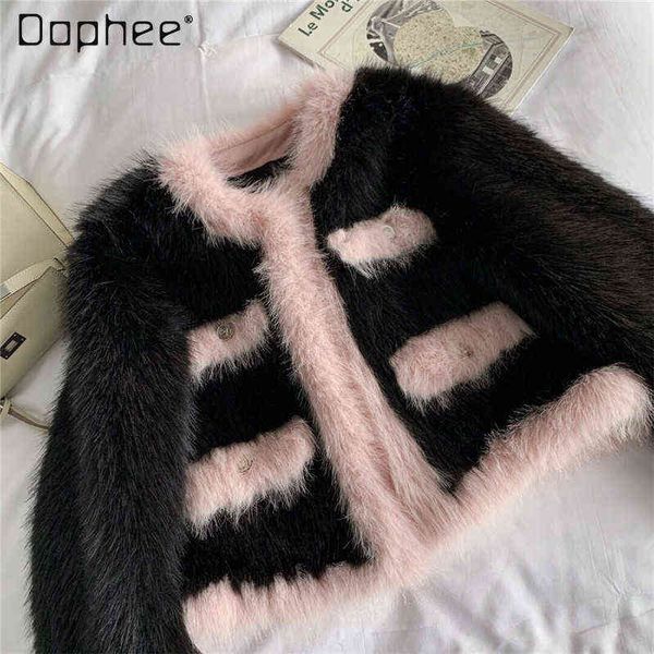 french high-end imitation fur coat 2021 new winter clothes fashion temperament long sleeves streetwear all-matching jacket t220810, Black 
french high-end imitation fur coat 2021 new winter clothes fashion temperament long sleeves streetwear all-matching jacket t220810, Black