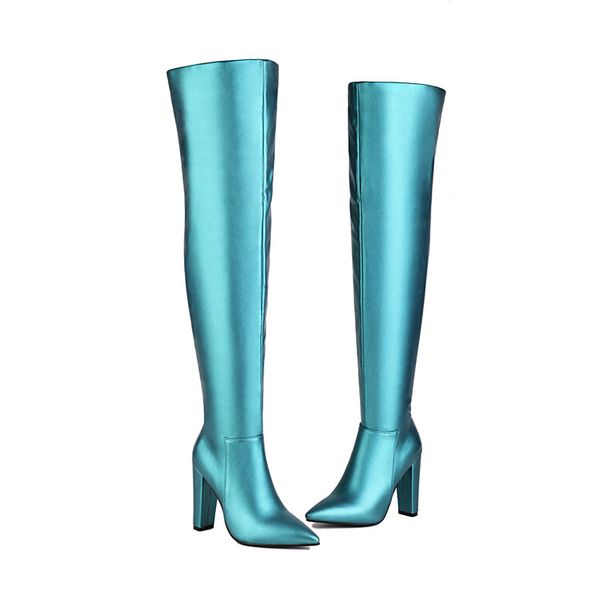 2022 women's boots autumn and winter new fashion solid color inner zipper pointed toe thick heel over the knee boots, Black
2022 women's boots autumn and winter new fashion solid color inner zipper pointed toe thick heel over the knee boots, Black