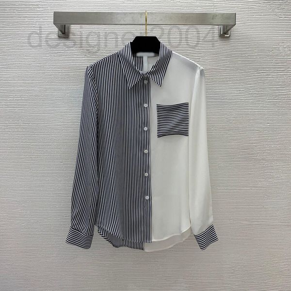 women's knits & tees designer 2022 spring 100silk fabric color blocking vertical stripe pointed collar long sleeve casual shirt 7pnk, White
women's knits & tees designer 2022 spring 100silk fabric color blocking vertical stripe pointed collar long sleeve casual shirt 7pnk, White
