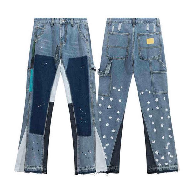 men's jeans mens pants gallerses sweatpant dept high street same biber splash micro bell bottoms fashion contrast color stitched looses, Blue
men's jeans mens pants gallerses sweatpant dept high street same biber splash micro bell bottoms fashion contrast color stitched looses, Blue
