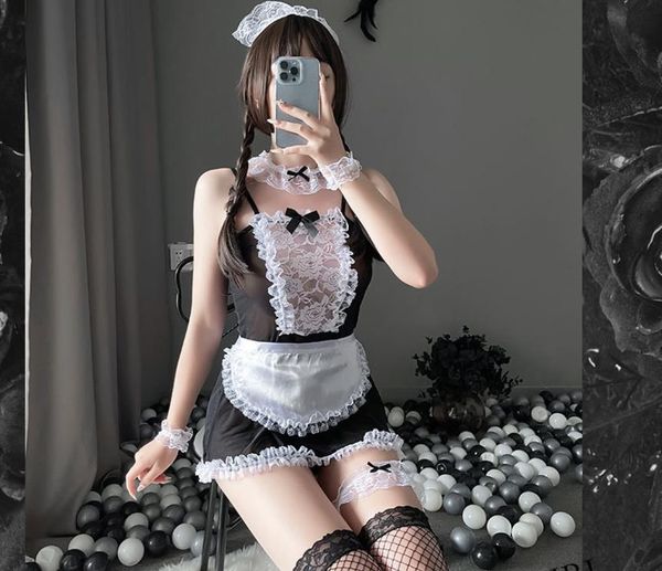 maid costume dress set headband chocker wristband fishnet stocking lace trim mesh babydoll chemise bodysuit naughty lace apron lingerie cosp, Black;white
maid costume dress set headband chocker wristband fishnet stocking lace trim mesh babydoll chemise bodysuit naughty lace apron lingerie cosp, Black;white