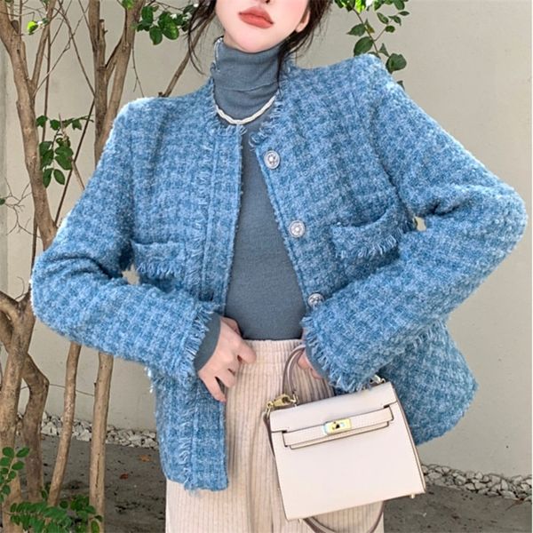 autumn winter french vintage small fragrance tweed jacket coat women casual high street woolen coat plaid outwear 220811, Black;brown
autumn winter french vintage small fragrance tweed jacket coat women casual high street woolen coat plaid outwear 220811, Black;brown