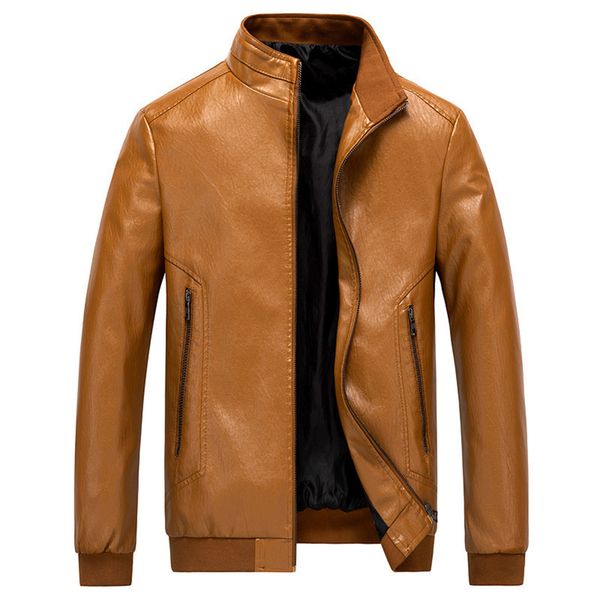 men's leather jacket biker motorcycle zipper long sleeve coat blouses stand collar slim jackets male bomber jackets b01043, Black
men's leather jacket biker motorcycle zipper long sleeve coat blouses stand collar slim jackets male bomber jackets b01043, Black