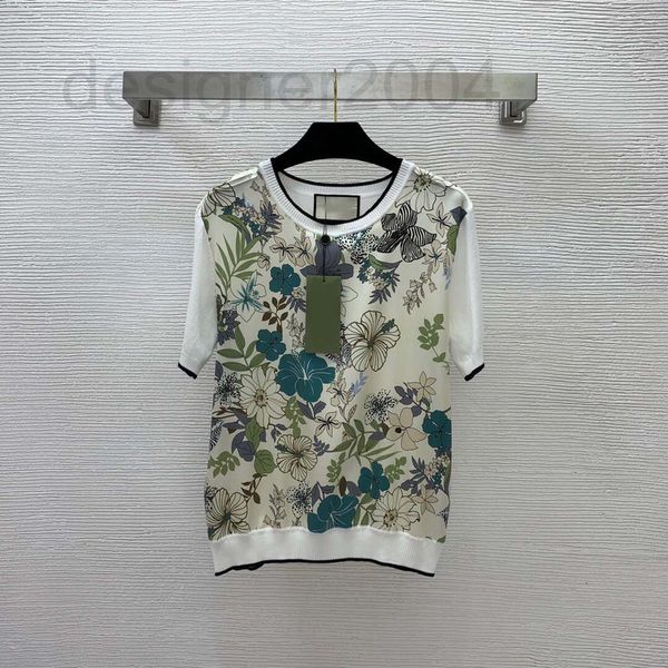 women's sweaters designer summer new flower green leaf print single-sided silk elastic satin stitched knit short sleeve round neck t-sh, White;black
women's sweaters designer summer new flower green leaf print single-sided silk elastic satin stitched knit short sleeve round neck t-sh, White;black