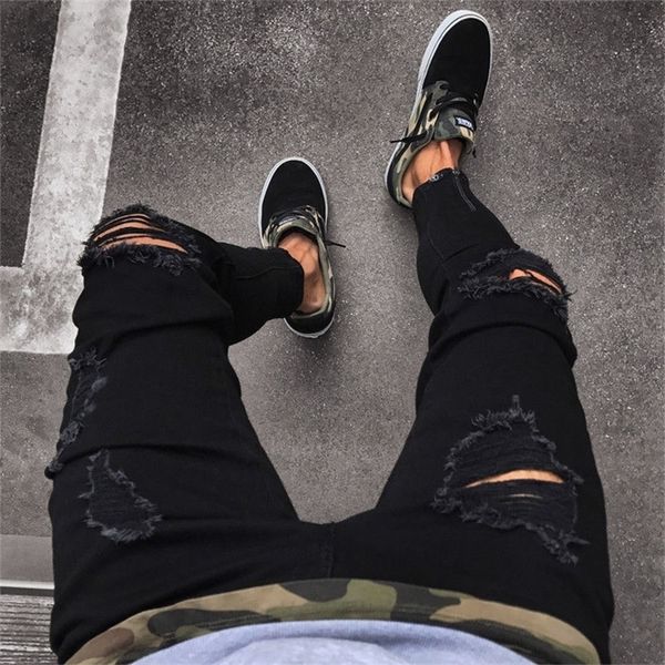 fashion mens cool designer black ripped skinny jeans destroyed frayed slim fit denim pant zipper hop pants holes for men 220811, Blue
fashion mens cool designer black ripped skinny jeans destroyed frayed slim fit denim pant zipper hop pants holes for men 220811, Blue