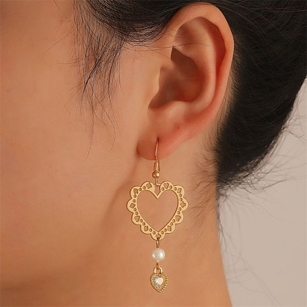 european hollowed-out crystal heart dangle earrings women geometric alloy love pearl hook earring tassel gold ear stud valentine's day, Silver
european hollowed-out crystal heart dangle earrings women geometric alloy love pearl hook earring tassel gold ear stud valentine's day, Silver