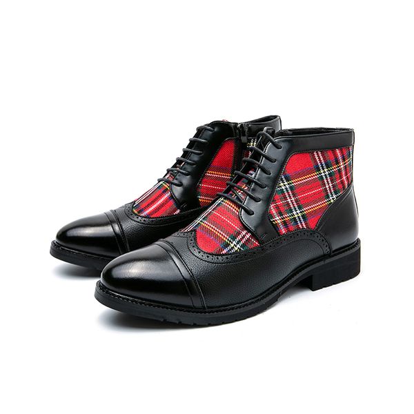 Men British Ankle Boots Black PU Stitching Plaid Canvas Round Toe Brogue Carving Lace Up Fashion Casual Party Daily Dress Shoes, Clear
Men British Ankle Boots Black PU Stitching Plaid Canvas Round Toe Brogue Carving Lace Up Fashion Casual Party Daily Dress Shoes, Clear