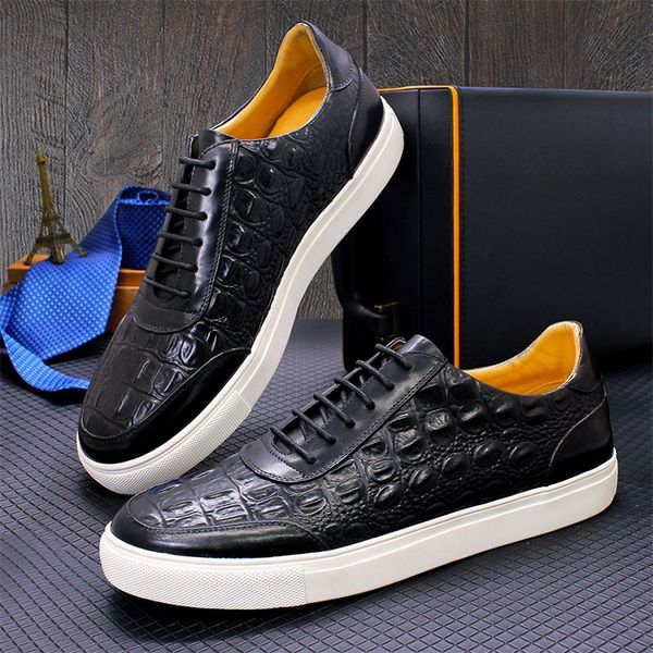 new casual dress shoes handmade genuine leather crocodile pattern men's shoe lace-up non-slip flat shoes date party shoes a19, Black
new casual dress shoes handmade genuine leather crocodile pattern men's shoe lace-up non-slip flat shoes date party shoes a19, Black