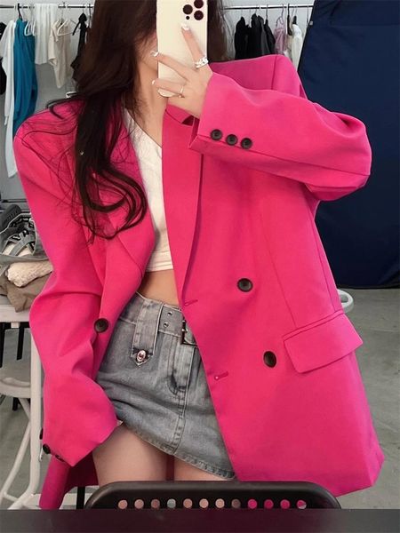rose red retro oversize blazers gentle women fashion double-breasted notch solid coats work wear ol casual spring suit, White;black
rose red retro oversize blazers gentle women fashion double-breasted notch solid coats work wear ol casual spring suit, White;black