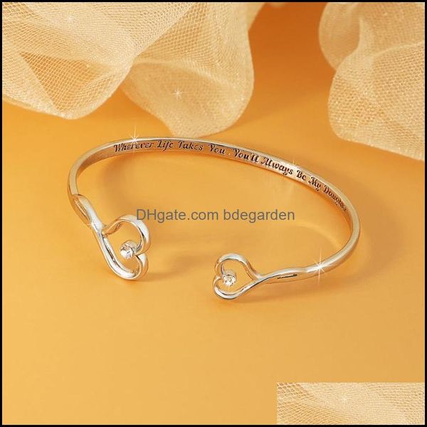 bangle bracelets jewelry fashion adjustable crystal double heart bowknot cuff engraved yol always be my daughter women jewel dh9yx, Black
bangle bracelets jewelry fashion adjustable crystal double heart bowknot cuff engraved yol always be my daughter women jewel dh9yx, Black
