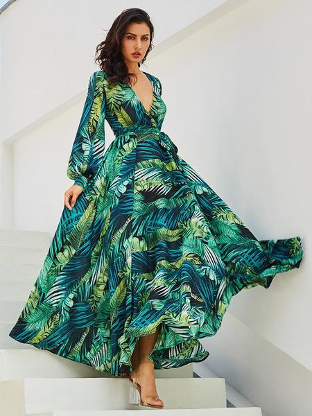 dresses for women spring summer printed dress lantern sleeve deep v-neck long skirt bohemian womens robe, White
dresses for women spring summer printed dress lantern sleeve deep v-neck long skirt bohemian womens robe, White