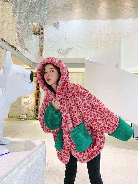 new popular women's pink/khaki leopard faux rabbit fur loose warm oversize coat hooded c23 t220810, Black
new popular women's pink/khaki leopard faux rabbit fur loose warm oversize coat hooded c23 t220810, Black