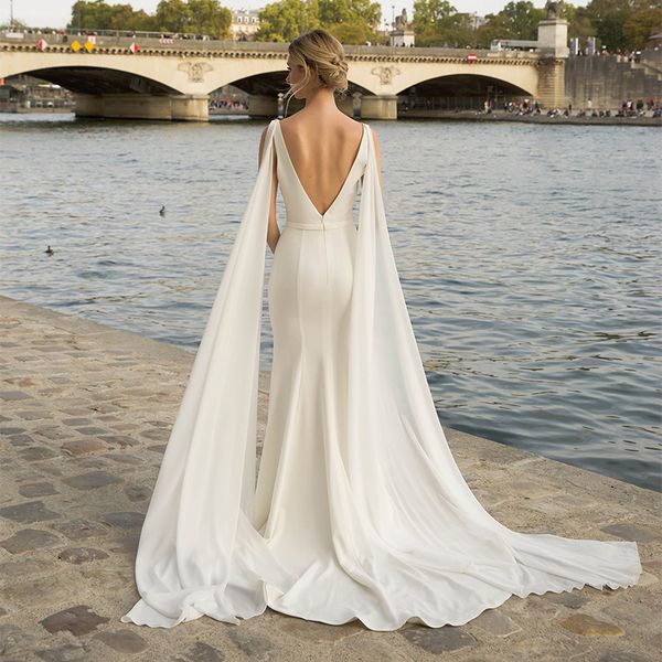 v-neck mermaid simple wedding dress 2022 backless satin arabic country bridal gowns custom made detachable drape open back soft boho summer, White
v-neck mermaid simple wedding dress 2022 backless satin arabic country bridal gowns custom made detachable drape open back soft boho summer, White