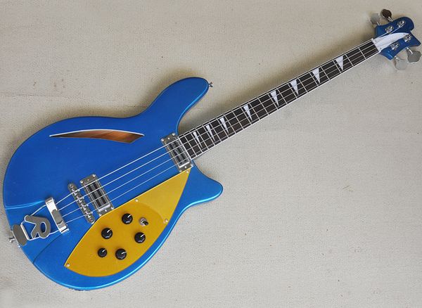 4 strings metallic blue semi-hollow electric bass guitar with rosewood fretboard can be customized
4 strings metallic blue semi-hollow electric bass guitar with rosewood fretboard can be customized