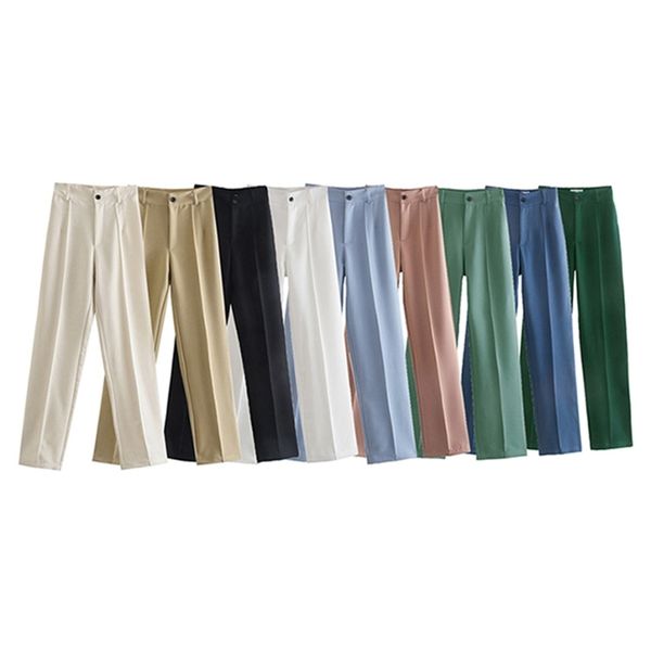 women's pants capris traf women chic fashion office wear straight vintage high waist zipper fly female trousers mujer 220830, Black;white
women's pants capris traf women chic fashion office wear straight vintage high waist zipper fly female trousers mujer 220830, Black;white