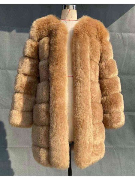 

zadorin winter new long furry faux fur coat jackets women thick warm fluffy faux fur jacket causal party overcoat streetwear t220810, Black