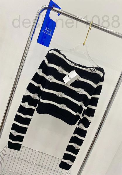 women's sweaters designer 2022 new black and white striped t-shirt hollow out straight neck long sleeve t-shirt thin women 30ct, White;black
women's sweaters designer 2022 new black and white striped t-shirt hollow out straight neck long sleeve t-shirt thin women 30ct, White;black