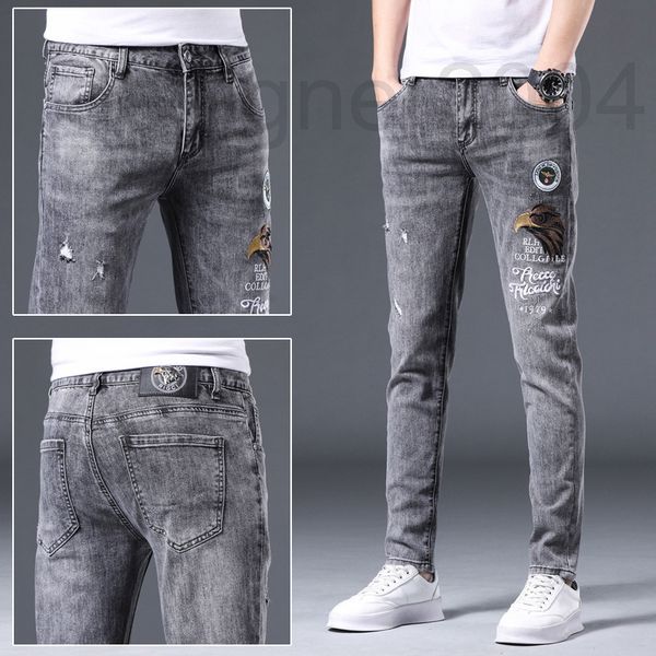 men's jeans designer grey tide brand pretty jeans personalized eagle head embroidery white fashion trend fit youth hdll, Blue
men's jeans designer grey tide brand pretty jeans personalized eagle head embroidery white fashion trend fit youth hdll, Blue