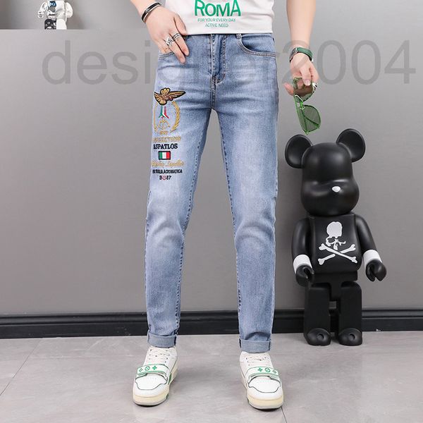 men's jeans designer 2022 men's pants summer jeans trend embroidery slim fit small straight tube middle waist elastic eyho, Blue
men's jeans designer 2022 men's pants summer jeans trend embroidery slim fit small straight tube middle waist elastic eyho, Blue