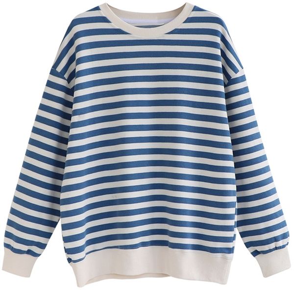 cotton stripe long sleeve pullovers oversized harajuku hoodie spring autumn clothes sweatshirt women korean blue streetwear 220811, Black
cotton stripe long sleeve pullovers oversized harajuku hoodie spring autumn clothes sweatshirt women korean blue streetwear 220811, Black