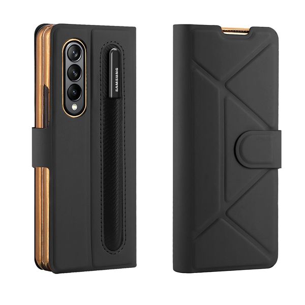 Image of Magnetic Closure Cases For Samsung Galaxy Z Fold 4 Fold 3 Fold 5 Case Pen Slot Wallet Leather Cover