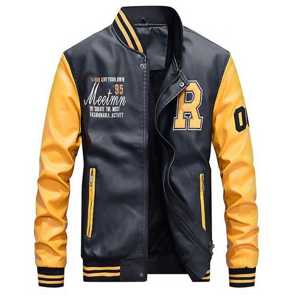 jacket men embroidery baseball pu coats slim fit college luxury fleece pilot leather jackets casaco masculino 220811, Black;brown
jacket men embroidery baseball pu coats slim fit college luxury fleece pilot leather jackets casaco masculino 220811, Black;brown