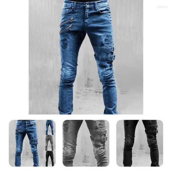 men's jeans fashion apparel men zipper placket lightweight male excellent stretch trousers, Blue
men's jeans fashion apparel men zipper placket lightweight male excellent stretch trousers, Blue